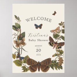 ウッドランドヴィンテージ植物性ベビーシャワーウェルカム ポスター