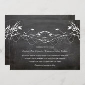 ウッドランドヴィンテージ結び付き木の結婚黒板 招待状 (正面/裏面)