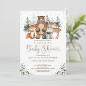 ウッドランド仮想ベイビーシャワーフォレストズームパーティー 招待状 (スタンド正面)