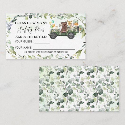 ウッドランド何個の安全ピン赤ちゃんシャワーカード プレイスカード (正面/裏面)