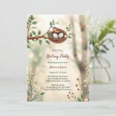 ウッドランド入りパーティー素朴バードベイビーシャワー 招待状 (スタンド正面)