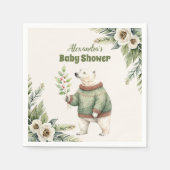 ウッドランド冬のクリスマスベビーシャワー スタンダードカクテルナプキン (正面)