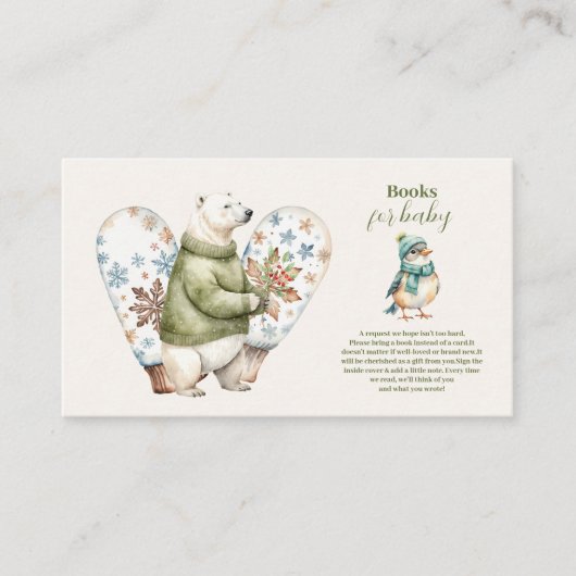 ウッドランド冬のクリスマスベビーショーブズベビー エンクロージャーカード (正面)