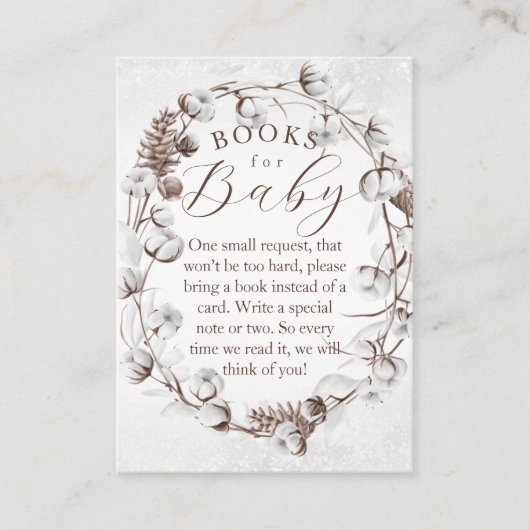 ウッドランド冬のフローラブックスリクエスト赤ちゃんシャワー エンクロージャーカード (正面)