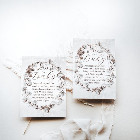 ウッドランド冬のフローラブックスリクエスト赤ちゃんシャワー エンクロージャーカード