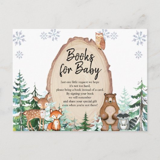 ウッドランド冬の動物の森の本ベビーポスト ポストカード (正面)