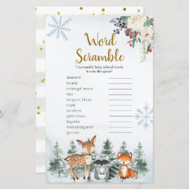 ウッドランド冬の動物の森の言葉スクランブル