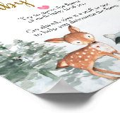 ウッドランド冬の動物の森はベビーの食べ物を推測 ポスター (角)