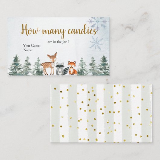 ウッドランド冬の動物の森キャンディーの数 エンクロージャーカード (正面/裏面)