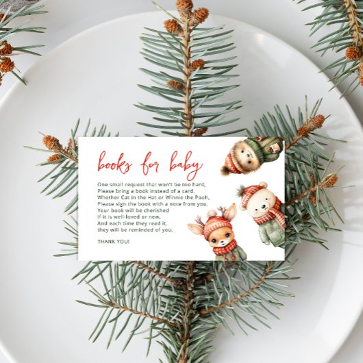 ウッドランド冬の森の赤ちゃんシャワーベビー エンクロージャーカード