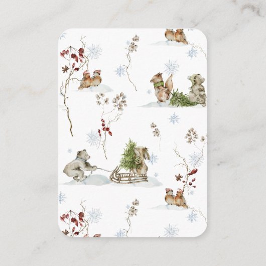 ウッドランド冬の森 |赤ちゃんシャワーおむつラッフル エンクロージャーカード (裏面)