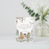 ウッドランド冬の森 |赤ちゃんシャワーおむつラッフル エンクロージャーカード (スタンド正面)