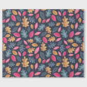 ウッドランド冬の水の色の葉クリスマス ラッピングペーパー (フラット)