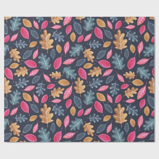 ウッドランド冬の水の色の葉クリスマス ラッピングペーパー (フラット)