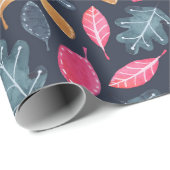 ウッドランド冬の水の色の葉クリスマス ラッピングペーパー (ロールコーナー)