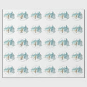 ウッドランド冬の水の色の鹿クリスマス ラッピングペーパー (フラット)