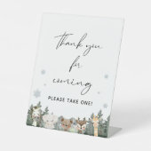 ウッドランド冬の赤ちゃんシャワーありがとう好意 台座サイン (正面)