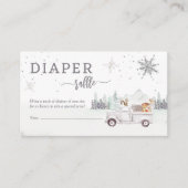 ウッドランド冬の赤ちゃんシャワーおむつラッフル エンクロージャーカード (正面)