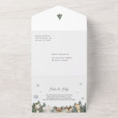 ウッドランド冬の赤ちゃんシャワー オールインワン招待状 (外側)
