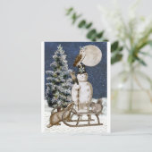 ウッドランド冬の集まりはがき ポストカード (スタンド正面)