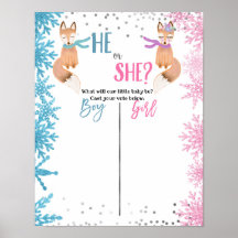 ウッドランド冬キツネ動物投票ボードポスター