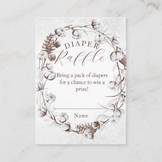 ウッドランド冬フローラおむつラッフルベビーシャワー エンクロージャーカード (正面)