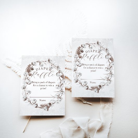 ウッドランド冬フローラおむつラッフルベビーシャワー エンクロージャーカード