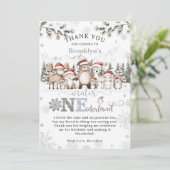 ウッドランド冬ワンダーランドのクリスマス1回目の誕生日 サンキューカード (スタンド正面)