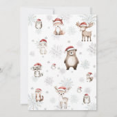 ウッドランド冬ワンダーランドのクリスマス1回目の誕生日 サンキューカード (裏面)