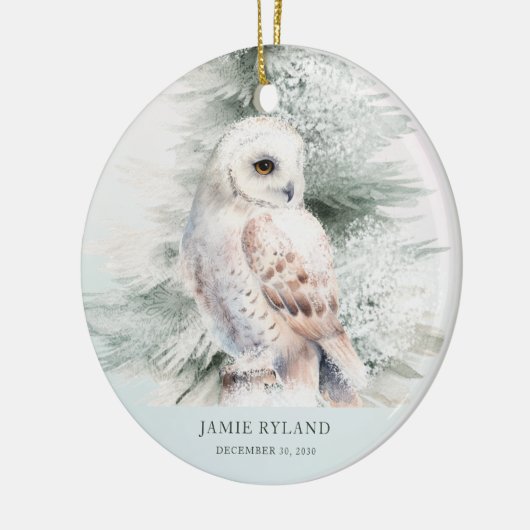 ウッドランド初めてのクリスマスとベビー写真 セラミックオーナメント (左)