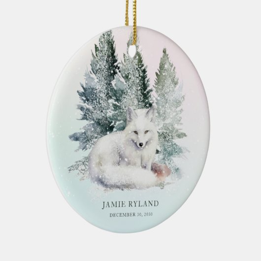 ウッドランド初めてのクリスマスとベビー写真 セラミックオーナメント (右)