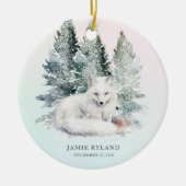 ウッドランド初めてのクリスマスとベビー写真 セラミックオーナメント (正面)