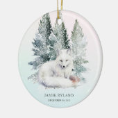 ウッドランド初めてのクリスマスとベビー写真 セラミックオーナメント (左)