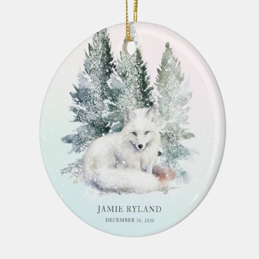 ウッドランド初めてのクリスマスとベビー写真 セラミックオーナメント (左)