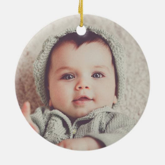 ウッドランド初めてのクリスマスとベビー写真 セラミックオーナメント (裏面)