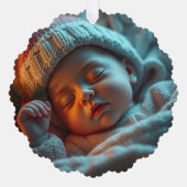 ウッドランド初めてのクリスマスと誕生統計の写真 オーナメントカード (正面)