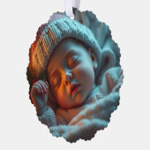 ウッドランド初めてのクリスマスと誕生統計の写真 オーナメントカード (左)