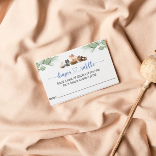 ウッドランド動物おむつラッフルカードインサート 名刺