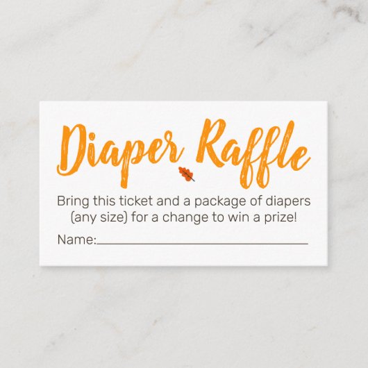 ウッドランド動物おむつラッフルチケット エンクロージャーカード (正面)