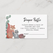 ウッドランド動物おむつラッフルベビーベビーシャワー エンクロージャーカード (正面)