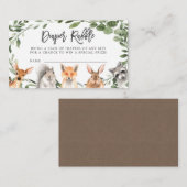 ウッドランド動物おむつラッフル赤ちゃんシャワーカード エンクロージャーカード (正面/裏面)