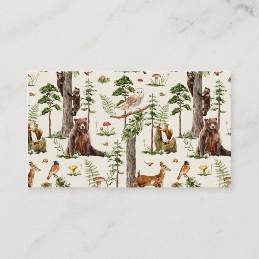 ウッドランド動物おむつラッフル赤ちゃんシャワーゲーム エンクロージャーカード (裏面)