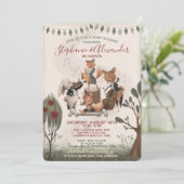 ウッドランド動物お洒落水彩赤ちゃんシャワー 招待状 (スタンド正面)