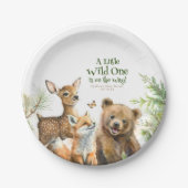 ウッドランド動物かわいい小さな野生の1つの赤ちゃんシャワー ペーパープレート (正面)