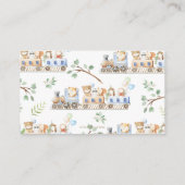 ウッドランド動物が緑のおむつラッフルをトレーニング エンクロージャーカード (裏面)