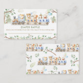 ウッドランド動物が緑のおむつラッフルをトレーニング エンクロージャーカード (正面/裏面)