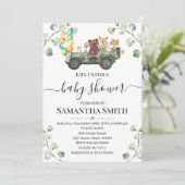 ウッドランド動物が赤ちゃんシャワーを通ってドライブ 招待状 (スタンド正面)