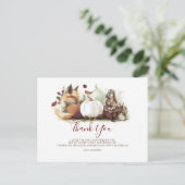 ウッドランド動物とカボチャ誕生日ありがとう ポストカード (スタンド正面)