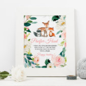 ウッドランド動物とピンクおしゃぶり狩りゲームサイン ポスター