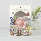 ウッドランド動物とワイルドフラワー誕生のお知らせ 招待状 (スタンド正面)